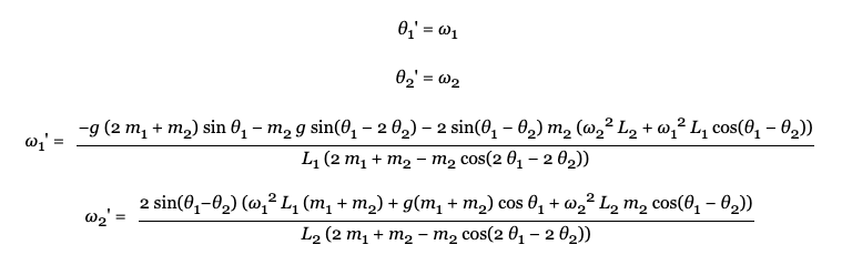 Double Pendulum Equations